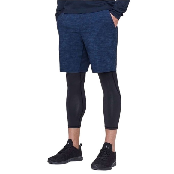 Lululemon Men’s T.H.E. Short Linerless Heather Allover Iron Blue True Navy Sz M - Picture 3 of 14